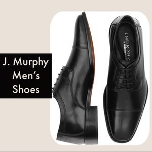 Novick Black Cap Toe Lace Up Shoes